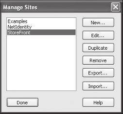 Setting Up Your Dreamweaver Site chapter 1 Import on the new computer 8 Open the Manage Sites dialog box.