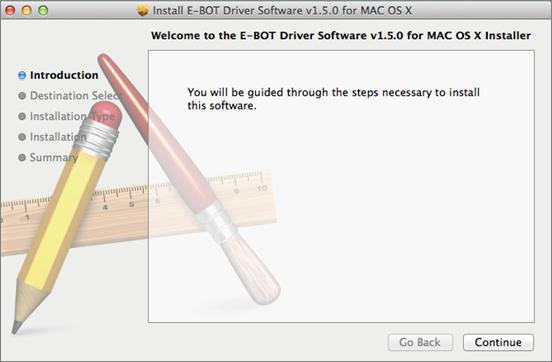 22 Page please open the CD-ROM drive in Finder. 3 The CD contains two files. E-BOT Driver Software v1.5.0 for MAC OS X(reboot).zip and EBotViewerForOSXv1.0.1.zip. 4 First, extract E-BOT Driver Software v1.