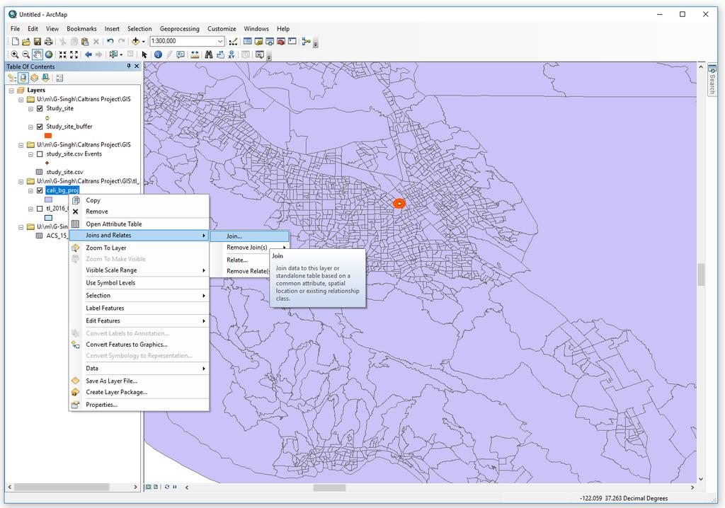 Step 3: Joining data The csv file and the shapefile are ready to join. 1.