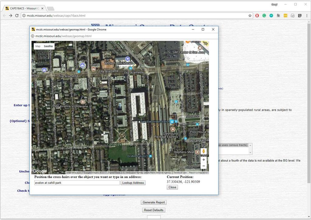 3. Use the Lookup Address option to locate the location and drag the map to locate the
