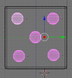 Top View: This is the side of the die that will have 5 dots. Select the spheres then press the MKEY.