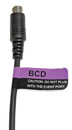 B Cabling Diagrams and Remote Start/Stop BCD cable, G1530-60590 Apply label G1580-87100 6 1 2 8 The BCD cable connector has eight passive inputs that sense total binary-coded decimal levels.