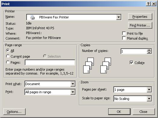 Sending/receiving faxes 13 - Receiving faxes 5.1.1 Sending faxes 1. Open any document on your computer. 2. In the top left corner click on File then click on Print. 3.