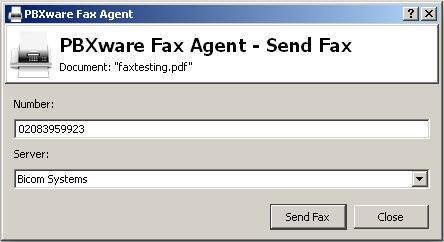 14 5. The following image shows the fax window sending fax process, you can click on the Cancel button to