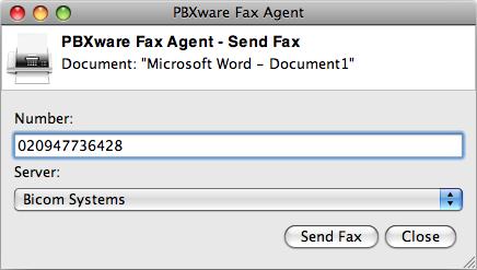 The following image shows the fax window sending fax process, you