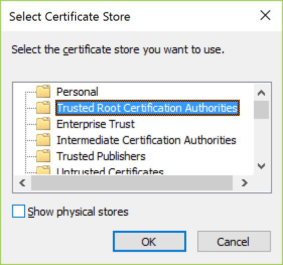 3) Allow for User Account Control to make changes if you are prompted, then on the next window click Place all certificates in the following store and click Browse.