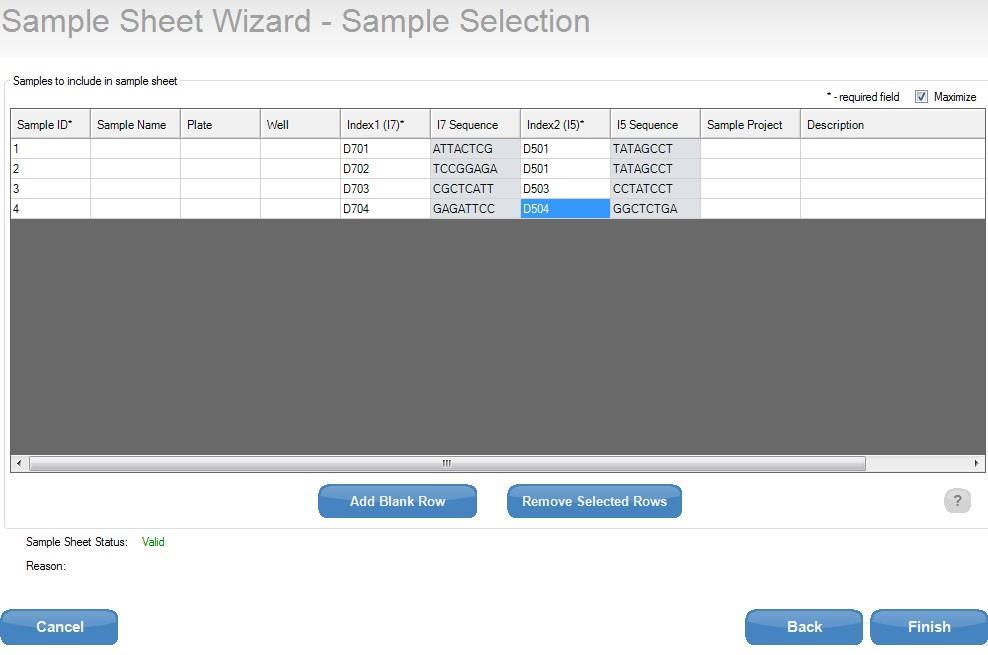 Instrument Set-Up and Sample Sheet Preparation On the next step, enter your index sequence if using high throughput indices If using low throughput indices, select a random index sequence until