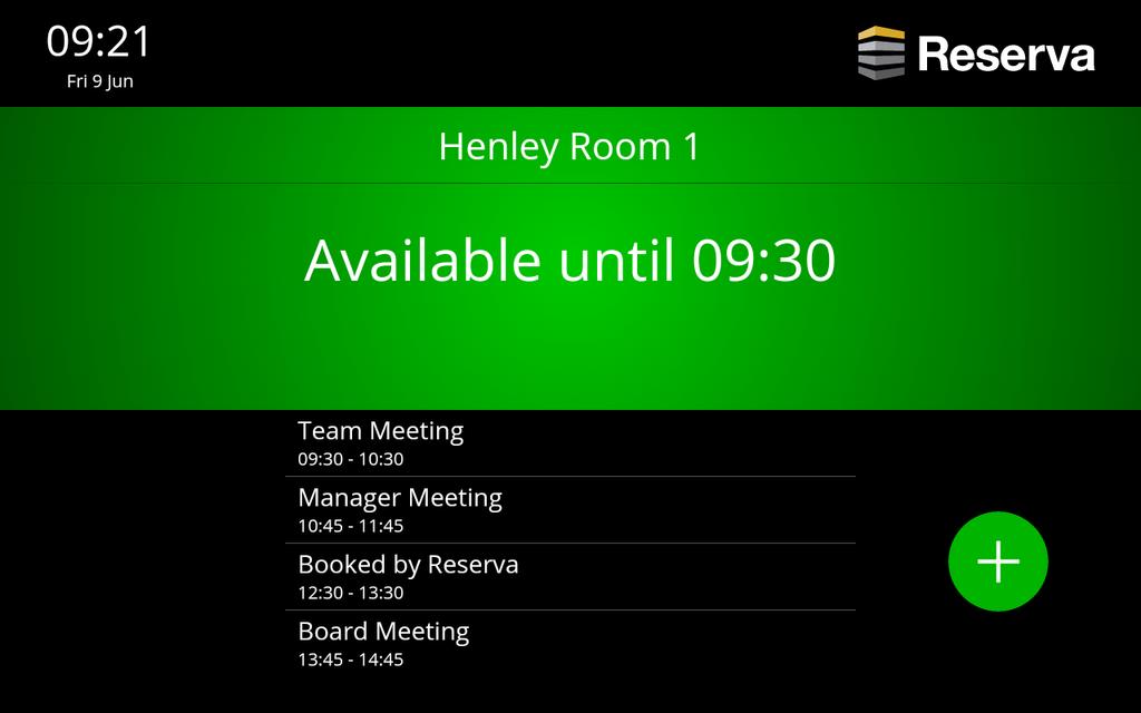 5. This completes the intial setup. The room sign presents the room information and relevant/enabled options.