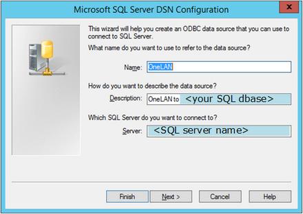 Enter the name and description and select the SQL Server you want to connect to.