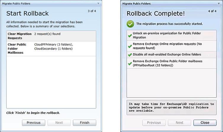 Exchange Online environment cannot be undone. Click Next. 5. The Start Rollback screen appears.
