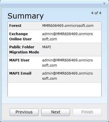 Add Office 365 Forest: Summary Screen Review the displayed summary of the new forest's configuration, and determine whether you want to change any settings before you save them into a new forest
