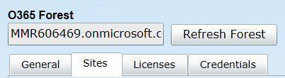 Configuration Tabs for an Office 365 Tenant Forest These tabs are documented
