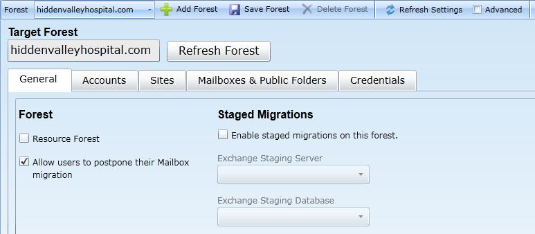 To define a credential for this forest: Click the Add button (below the table) to open the Forest Credential screen:.