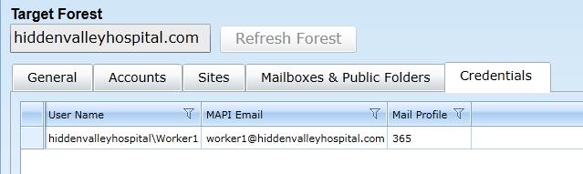 Mailboxes Section Select the sites, servers and databases in this forest you want to search for mailboxes to migrate. All content is selected by default.