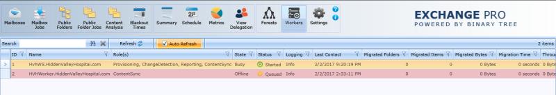 3. Managing Exchange Pro Workers Exchange Pro supports configuration of an AWD (Automated Workload Distribution) process for the migration of public folders.