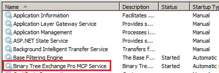 Make sure that BinaryTree Exchange Pro MCP Service is started in Windows Services.