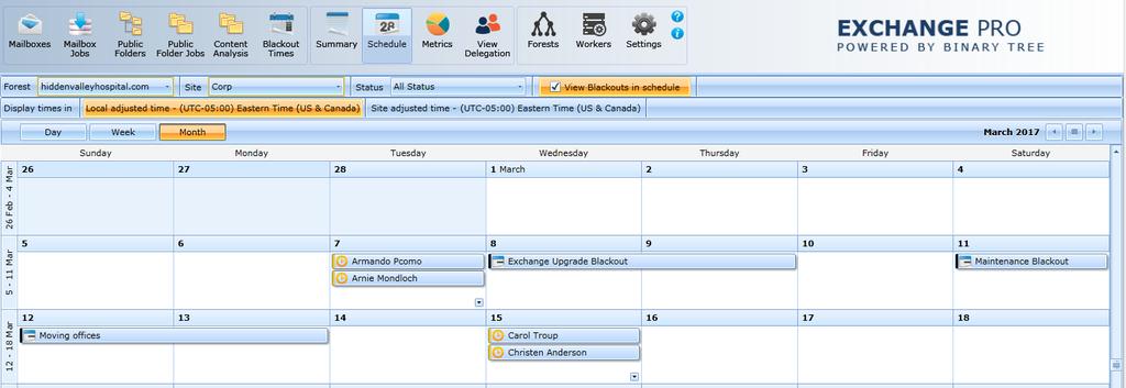 9. Migration Schedule View The Schedule view is read-only and displays mailboxes in all statuses throughout a migration.
