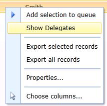 Viewing and Migrating Delegate-Related Mailboxes from the Mailboxes View When adding a mailbox to a selection queue by right-clicking it from the