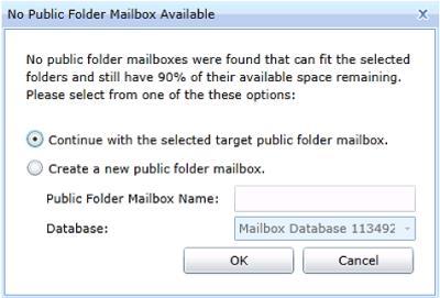 If PF Mailbox is set to Auto select, and two or more PF mailboxes meet the criteria, Exchange Pro selects the PF mailbox with the largest percentage of quota remaining.