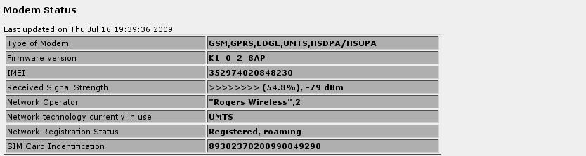 13. Configuring PPP And The Cellular Modem Edge/GPRS Modem Status Type of Modem lists the cellular network standards supported by the modem currently installed.