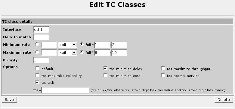 15. Traffic Control Add a new traffic class by selecting the Add a new traffic classification class link or by clicking on the add-above or add-below images in the Add column.
