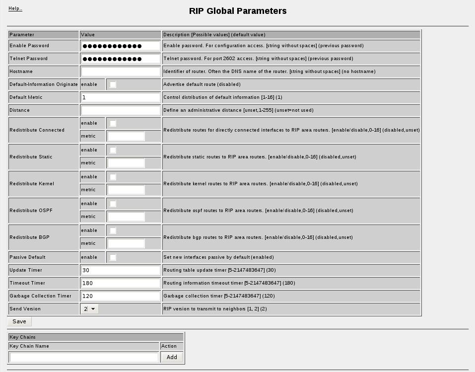 17. Configuring Dynamic Routing This menu contains the configuration and status of RIP on the router. The RIP Global Parameters and RIP Interfaces configure RIP.