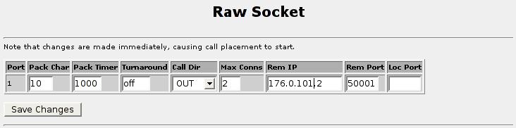 24. Configuring Serial Protocols 24.2.4. RawSocket Menu Figure 24.5. Raw Socket Menu This menu configures the Raw Socket settings for each port. Changes are made immediately.