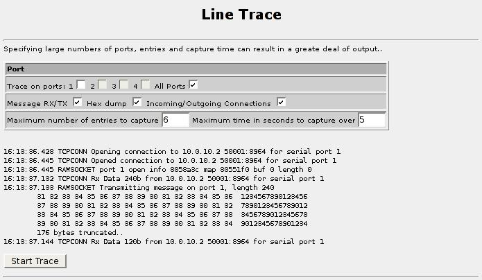 24. Configuring Serial Protocols 24.2.8. Serial Protocols Trace Menu Figure 24.10. Serial Protocols Trace Menu This menu displays decoded serial port and network activity.