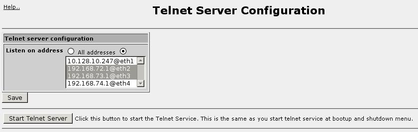 31. Configuring The Telnet Server 31. Configuring The Telnet Server 31.1. Introduction This chapter familiarizes the user with configuration of the Telnet server. 31.2.