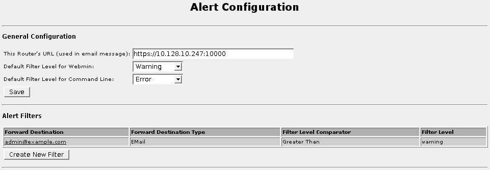 34. Maintaining The Router Select Alert Configuration to change the generic configuration and alert filter configurations. Select Alert Definition configuration to change the alert definition entries.