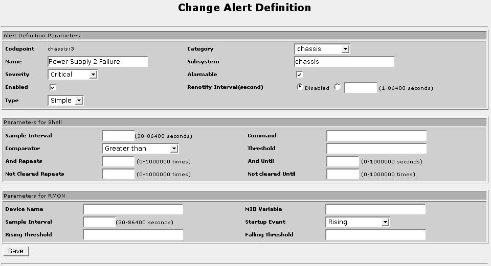34. Maintaining The Router 34.2.2.3. Change Alert Definition Figure 34.5. Change Alert Definition Menu This menu allows you to change an existing alert definition entry.