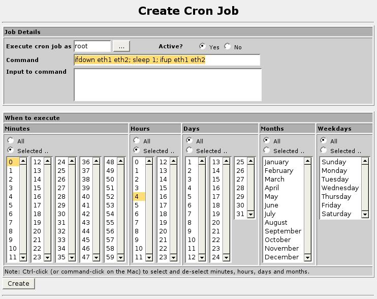 4. Configuring The System Initially, there will be no scheduled jobs. Follow the create link to create one. Figure 4.7.