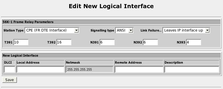 9. Configuring Frame Relay/PPP And DDS 9.2.2. Editing A Logical Interface (Frame Relay) Figure 9.4.