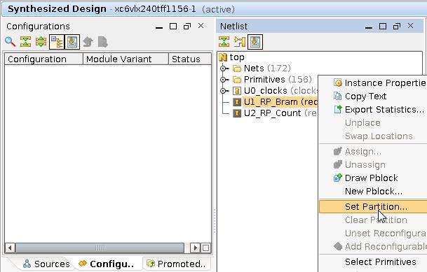 Step 3: Creating Reconfigurable Partitions and Adding Reconfigurable Modules Figure 6: Setting Partition and Reconfigurable Module 6. Click Next. 7.