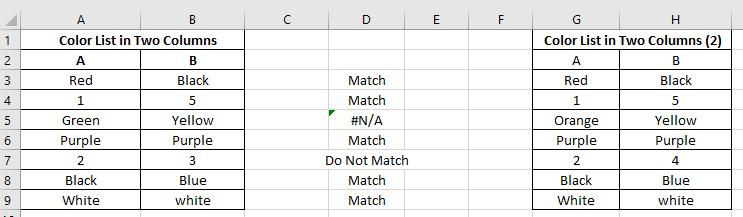 4) Using IF function to determine Matches and Differences in separate Column Previously we discussed how the differences and matches are found using IF function.