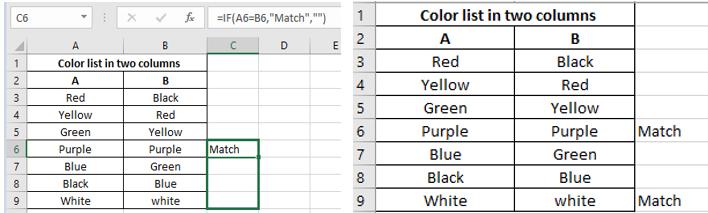 2) Using conditional formatting Again, conditional formatting can be used for finding the matches between two columns in Excel. The procedure is given below.