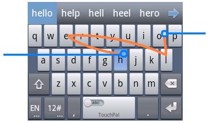 NOTE: TouchPal Curve is only available in the Full QWERTY layout. Start of the word End of the word Touch Input Settings Configure the touch input settings from Home > Settings > Language & input.