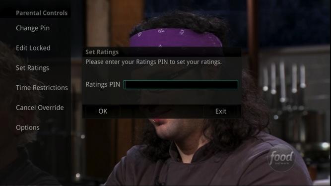 2. Use the Left/Right arrow buttons to choose a TV Rating.