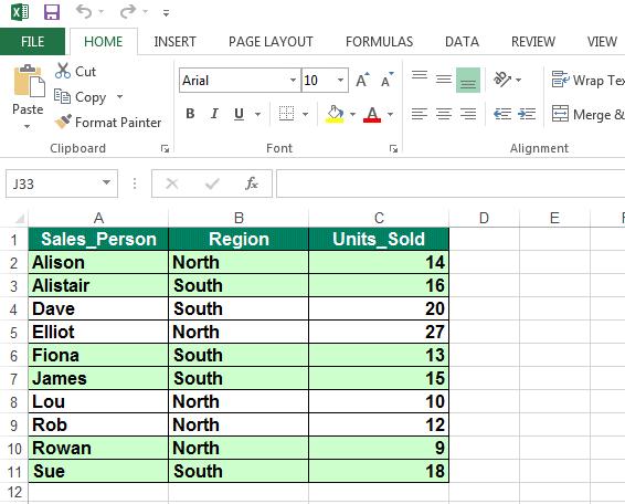 Excel 2013 Advanced Page 103 Click on any cell within the list.