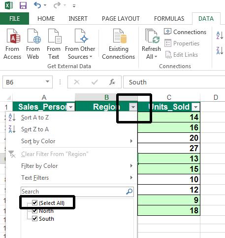 Excel 2013 Advanced Page 104 The drop down