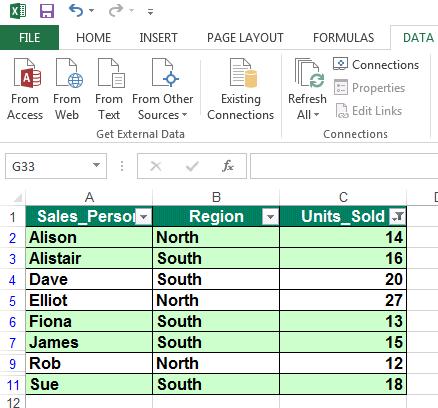 Excel 2013 Advanced Page 108 Spend a little time experimenting with applying and removing filters using the options
