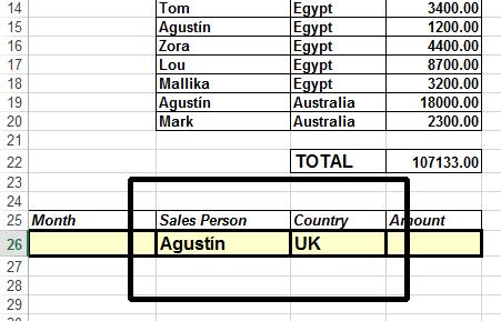 Select a cell within the Sales Person list.