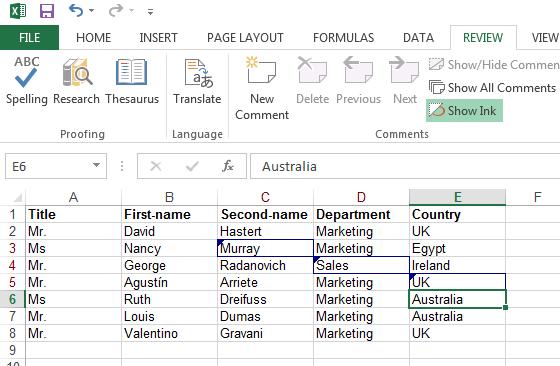 Excel 2013 Advanced Page 130 Move the mouse pointer over cell