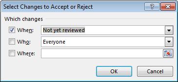 This will display the Select Changes to Accept or Reject dialog box.