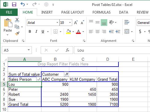 Excel 2013 Advanced Page 18 Only sales for ABC Company and KLM Company are displayed, the