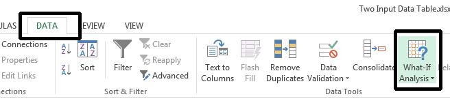 Excel 2013 Advanced Page 29 Click on the Data tab and within the Data Tools group click on the What-If Analysis button.