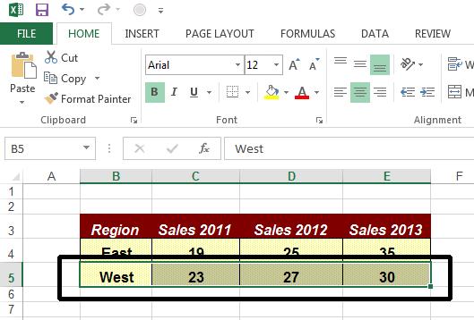 Excel 2013 Advanced Page 37 Press Ctrl+C to copy the selected data to the