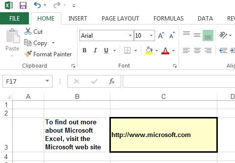 Excel 2013 Advanced Page 63 Excel 2013 and hyperlinks Inserting a Hyperlink Open a workbook called Hyperlinks.