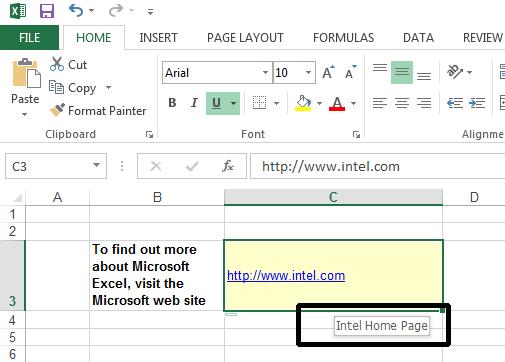 Finally you may wish to change the text in cell B3 to display information about Intel rather than Microsoft.