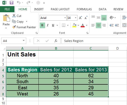 Excel 2013 Advanced Page 73 TIP: You may need to adjust the column widths to display the data.